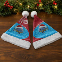Aruba Christmas Santa Hat with Santa Fish Aruba Flag Ocean Icons and Red Blue Holiday Pattern Design - Wonder Print Shop