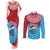 Aruba Christmas Couples Matching Tank Maxi Dress and Long Sleeve Button Shirt with Santa Fish Aruba Flag Ocean Icons and Red Blue Holiday Pattern Design - Wonder Print Shop