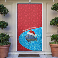 Aruba Christmas Door Cover with Santa Fish Aruba Flag Ocean Icons and Red Blue Holiday Pattern Design - Wonder Print Shop