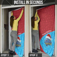 Aruba Christmas Door Cover with Santa Fish Aruba Flag Ocean Icons and Red Blue Holiday Pattern Design - Wonder Print Shop