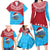 Aruba Christmas Family Matching Long Sleeve Bodycon Dress and Hawaiian Shirt with Santa Fish Aruba Flag Ocean Icons and Red Blue Holiday Pattern Design - Wonder Print Shop