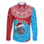 Aruba Christmas Family Matching Long Sleeve Bodycon Dress and Hawaiian Shirt with Santa Fish Aruba Flag Ocean Icons and Red Blue Holiday Pattern Design - Wonder Print Shop