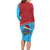 Aruba Christmas Family Matching Long Sleeve Bodycon Dress and Hawaiian Shirt with Santa Fish Aruba Flag Ocean Icons and Red Blue Holiday Pattern Design - Wonder Print Shop