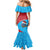 Aruba Christmas Family Matching Mermaid Dress and Hawaiian Shirt with Santa Fish Aruba Flag Ocean Icons and Red Blue Holiday Pattern Design - Wonder Print Shop
