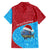 Aruba Christmas Family Matching Off Shoulder Maxi Dress and Hawaiian Shirt with Santa Fish Aruba Flag Ocean Icons and Red Blue Holiday Pattern Design - Wonder Print Shop