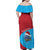 Aruba Christmas Family Matching Off Shoulder Maxi Dress and Hawaiian Shirt with Santa Fish Aruba Flag Ocean Icons and Red Blue Holiday Pattern Design - Wonder Print Shop