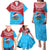 Aruba Christmas Family Matching Puletasi and Hawaiian Shirt with Santa Fish Aruba Flag Ocean Icons and Red Blue Holiday Pattern Design - Wonder Print Shop