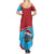 Aruba Christmas Family Matching Summer Maxi Dress and Hawaiian Shirt with Santa Fish Aruba Flag Ocean Icons and Red Blue Holiday Pattern Design - Wonder Print Shop