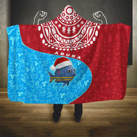 Aruba Christmas Hooded Blanket with Santa Fish Aruba Flag Ocean Icons and Red Blue Holiday Pattern Design - Wonder Print Shop