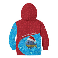 Aruba Christmas Kid Hoodie with Santa Fish Aruba Flag Ocean Icons and Red Blue Holiday Pattern Design - Wonder Print Shop