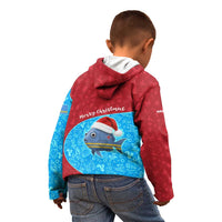 Aruba Christmas Kid Hoodie with Santa Fish Aruba Flag Ocean Icons and Red Blue Holiday Pattern Design - Wonder Print Shop