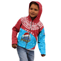 Aruba Christmas Kid Hoodie with Santa Fish Aruba Flag Ocean Icons and Red Blue Holiday Pattern Design - Wonder Print Shop