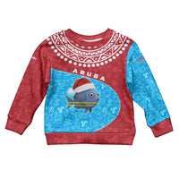 Aruba Christmas Kid Ugly Christmas Sweater with Santa Fish Aruba Flag Ocean Icons and Red Blue Holiday Pattern Design - Wonder Print Shop
