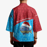 Aruba Christmas Kimono with Santa Fish Aruba Flag Ocean Icons and Red Blue Holiday Pattern Design - Wonder Print Shop