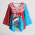 Aruba Christmas Kimono Sleeve Blouse with Santa Fish Aruba Flag Ocean Icons and Red Blue Holiday Pattern Design - Wonder Print Shop