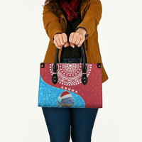 Aruba Christmas Leather Bag with Santa Fish Aruba Flag Ocean Icons and Red Blue Holiday Pattern Design - Wonder Print Shop