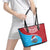Aruba Christmas Leather Tote Bag with Santa Fish Aruba Flag Ocean Icons and Red Blue Holiday Pattern Design - Wonder Print Shop