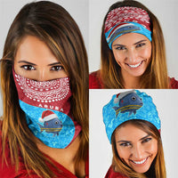 Aruba Christmas Neck Gaiter with Santa Fish Aruba Flag Ocean Icons and Red Blue Holiday Pattern Design - Wonder Print Shop