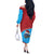 Aruba Christmas Off The Shoulder Long Sleeve Dress with Santa Fish Aruba Flag Ocean Icons and Red Blue Holiday Pattern Design - Wonder Print Shop