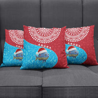 Aruba Christmas Pillow Cover with Santa Fish Aruba Flag Ocean Icons and Red Blue Holiday Pattern Design - Wonder Print Shop