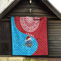 Aruba Christmas Quilt with Santa Fish Aruba Flag Ocean Icons and Red Blue Holiday Pattern Design - Wonder Print Shop