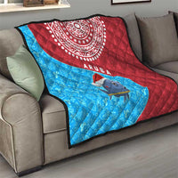 Aruba Christmas Quilt with Santa Fish Aruba Flag Ocean Icons and Red Blue Holiday Pattern Design - Wonder Print Shop