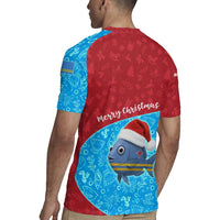 Aruba Christmas Rugby Jersey with Santa Fish Aruba Flag Ocean Icons and Red Blue Holiday Pattern Design - Wonder Print Shop