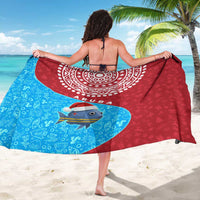 Aruba Christmas Sarong with Santa Fish Aruba Flag Ocean Icons and Red Blue Holiday Pattern Design - Wonder Print Shop