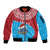 Aruba Christmas Sleeve Zip Bomber Jacket with Santa Fish Aruba Flag Ocean Icons and Red Blue Holiday Pattern Design - Wonder Print Shop