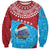 Aruba Christmas Sweatshirt with Santa Fish Aruba Flag Ocean Icons and Red Blue Holiday Pattern Design - Wonder Print Shop