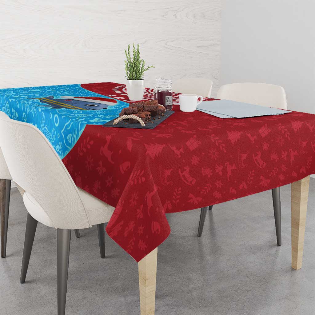 Aruba Christmas Tablecloth with Santa Fish Aruba Flag Ocean Icons and Red Blue Holiday Pattern Design - Wonder Print Shop