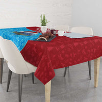 Aruba Christmas Tablecloth with Santa Fish Aruba Flag Ocean Icons and Red Blue Holiday Pattern Design - Wonder Print Shop