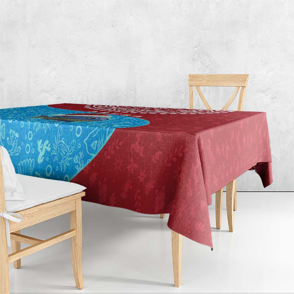 Aruba Christmas Tablecloth with Santa Fish Aruba Flag Ocean Icons and Red Blue Holiday Pattern Design - Wonder Print Shop