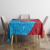 Aruba Christmas Tablecloth with Santa Fish Aruba Flag Ocean Icons and Red Blue Holiday Pattern Design - Wonder Print Shop