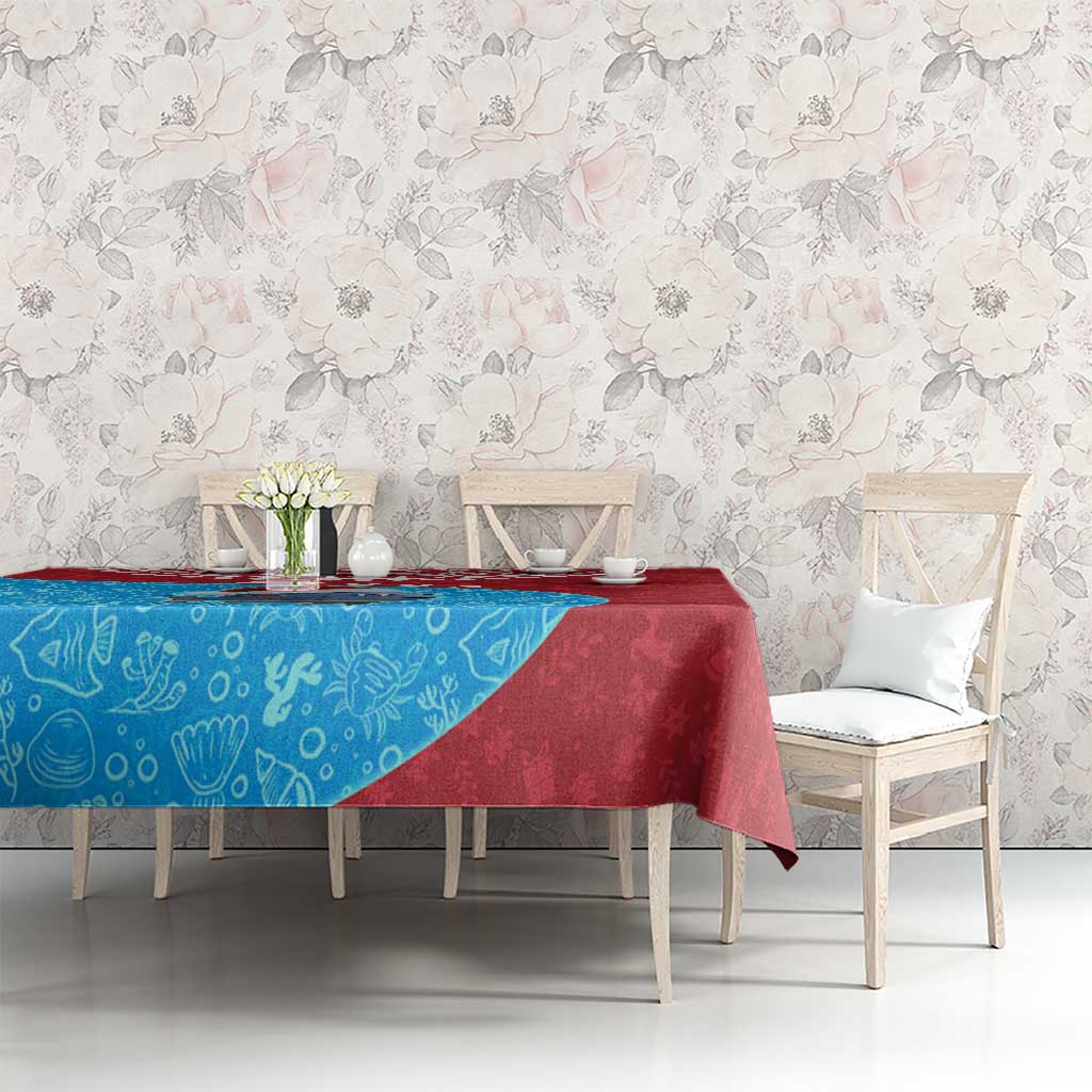 Aruba Christmas Tablecloth with Santa Fish Aruba Flag Ocean Icons and Red Blue Holiday Pattern Design - Wonder Print Shop