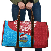 Aruba Christmas Travel Bag with Santa Fish Aruba Flag Ocean Icons and Red Blue Holiday Pattern Design - Wonder Print Shop