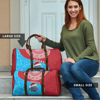 Aruba Christmas Travel Bag with Santa Fish Aruba Flag Ocean Icons and Red Blue Holiday Pattern Design - Wonder Print Shop