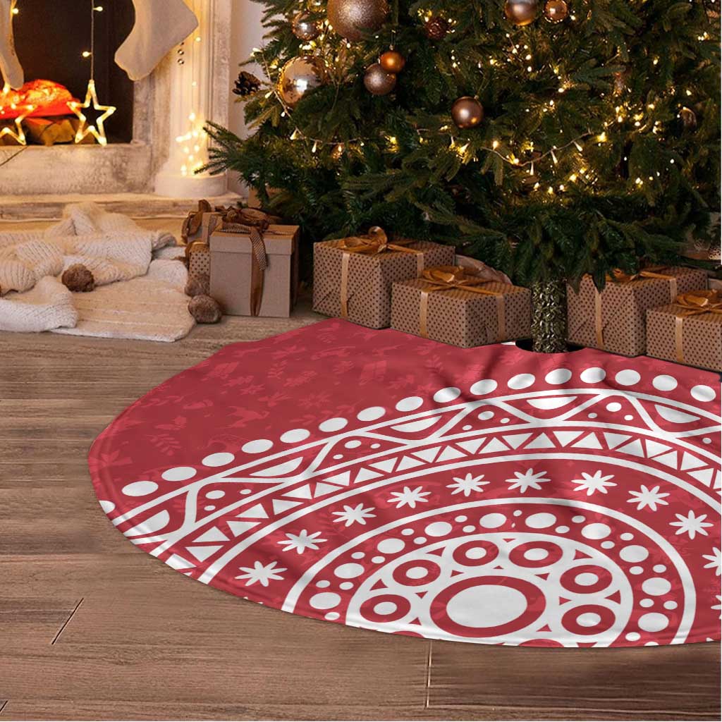 Aruba Christmas Tree Skirt with Santa Fish Aruba Flag Ocean Icons and Red Blue Holiday Pattern Design - Wonder Print Shop