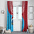 Aruba Christmas Window Curtain with Santa Fish Aruba Flag Ocean Icons and Red Blue Holiday Pattern Design - Wonder Print Shop