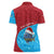 Aruba Christmas Women Polo Shirt with Santa Fish Aruba Flag Ocean Icons and Red Blue Holiday Pattern Design - Wonder Print Shop