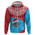 Aruba Christmas Zip Hoodie with Santa Fish Aruba Flag Ocean Icons and Red Blue Holiday Pattern Design - Wonder Print Shop