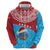 Aruba Christmas Zip Hoodie with Santa Fish Aruba Flag Ocean Icons and Red Blue Holiday Pattern Design - Wonder Print Shop