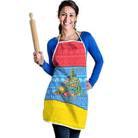 Aruba Christmas Apron with Fish Christmas Tree Aruba Flag and Red Blue Yellow Tropical Pattern Design - Wonder Print Shop