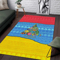 Aruba Christmas Area Rug with Fish Christmas Tree Aruba Flag and Red Blue Yellow Tropical Pattern Design - Wonder Print Shop