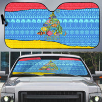 Aruba Christmas Auto Sun Shade with Fish Christmas Tree Aruba Flag and Red Blue Yellow Tropical Pattern Design - Wonder Print Shop