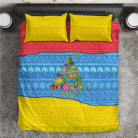 Aruba Christmas Bedding Set with Fish Christmas Tree Aruba Flag and Red Blue Yellow Tropical Pattern Design - Wonder Print Shop