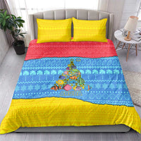 Aruba Christmas Bedding Set with Fish Christmas Tree Aruba Flag and Red Blue Yellow Tropical Pattern Design - Wonder Print Shop