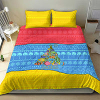 Aruba Christmas Bedding Set with Fish Christmas Tree Aruba Flag and Red Blue Yellow Tropical Pattern Design - Wonder Print Shop