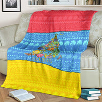 Aruba Christmas Blanket with Fish Christmas Tree Aruba Flag and Red Blue Yellow Tropical Pattern Design - Wonder Print Shop