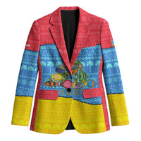 Aruba Christmas Blazer with Fish Christmas Tree Aruba Flag and Red Blue Yellow Tropical Pattern Design - Wonder Print Shop